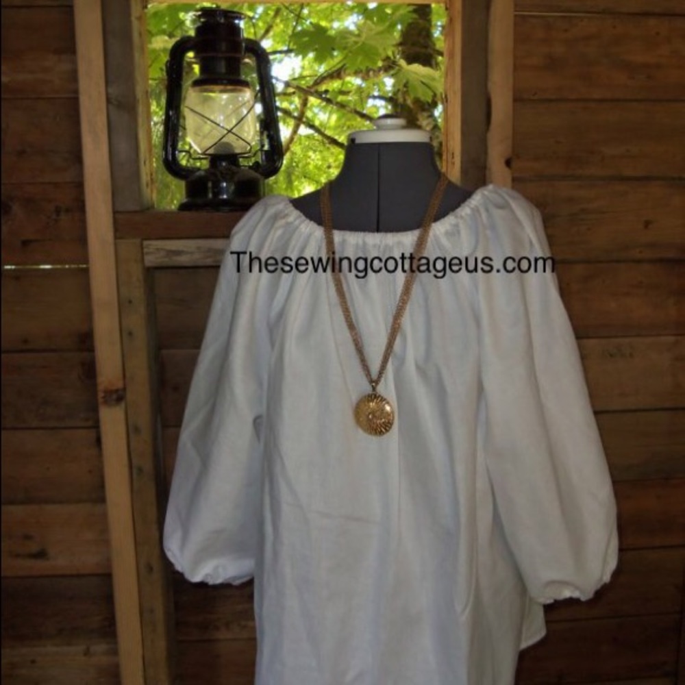 New Plus Size White Peasant Long Sleeve Blouse